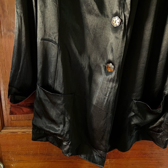 Vintage Albert & Pearl Black Satin Pantsuit 80s 90s Two Piece Lounge Set Pajama - Picture 3 of 13